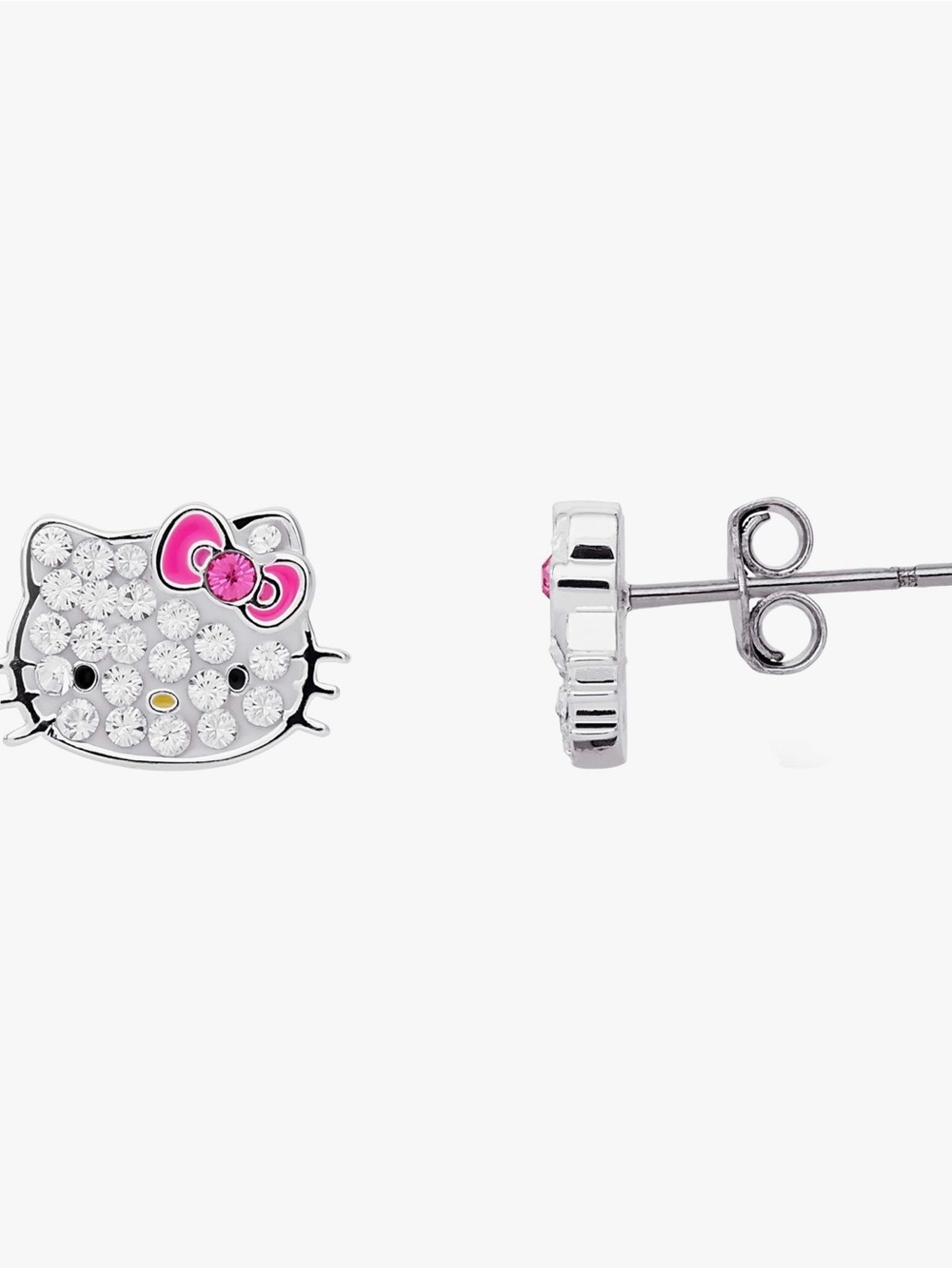 💕NEW Sparkling Bling Swarovski Crystal Silver Hello Kitty Earrings Or Bracelet - Picture 2 of 5